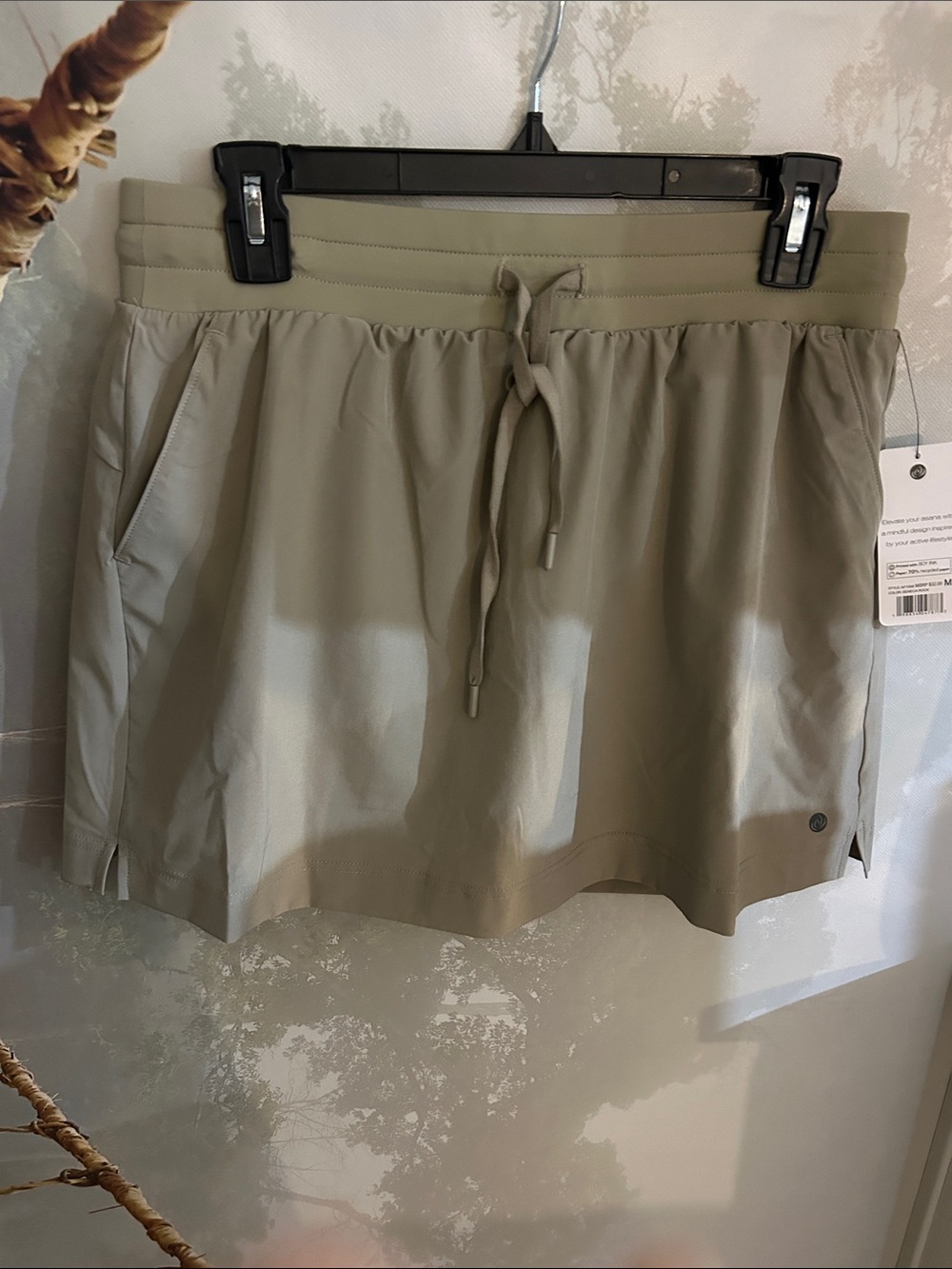 Apana Olive-Taupe Drawstring Athletic Skort